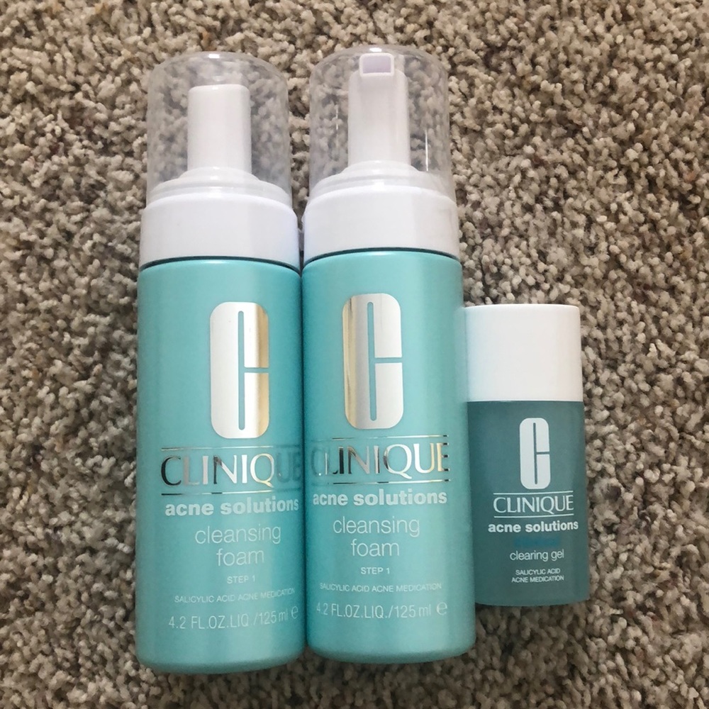Clinique cleansing foam X2 and acne clearing gel